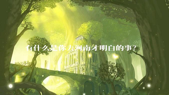 有什么是你去河南才明白的事?